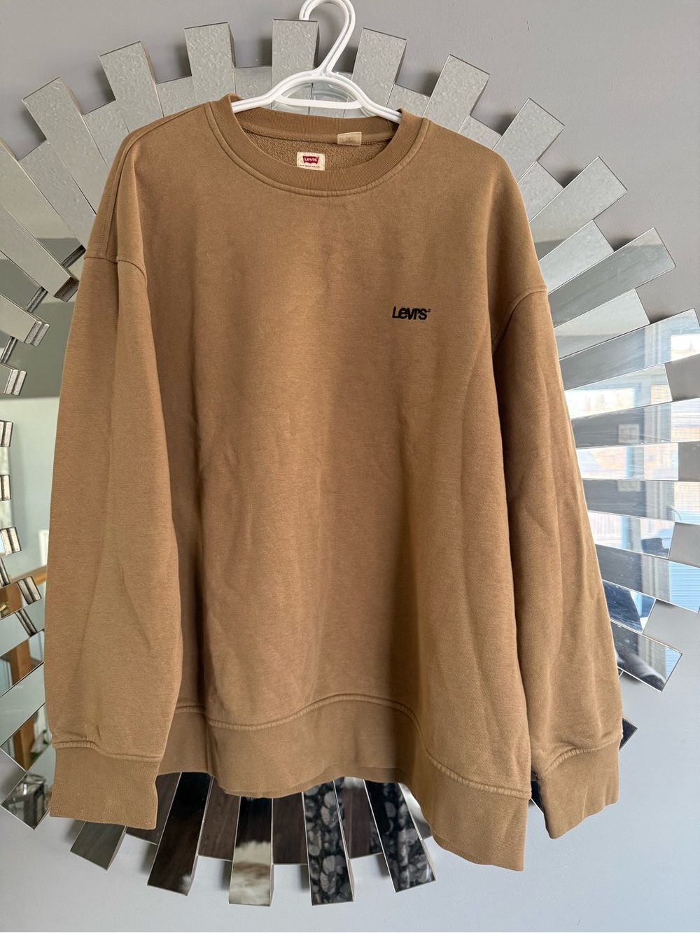 Levi's Men's Crewneck Sweatshirt - Camel Brown with Black Logo